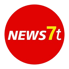NEWS7t logo inside a red circle with the text \'NEWS\' in white and \'7t\' in yellow and white NEWS7t logo inside a red circle with the text \'NEWS\' in white and \'7t\' in yellow and white
